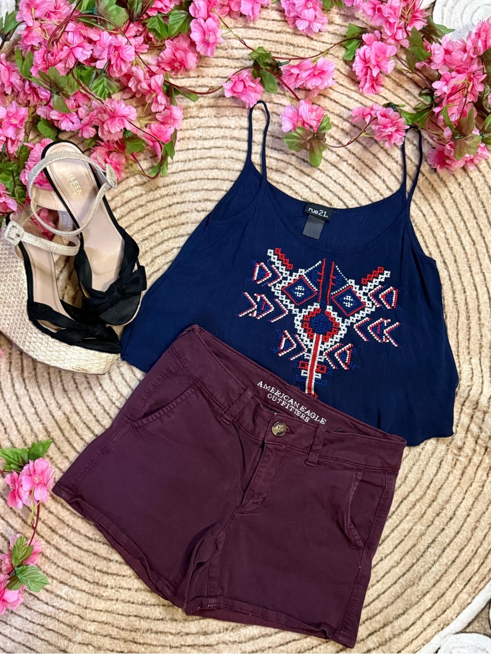 Burgundy American Eagle Shorts - Size 2